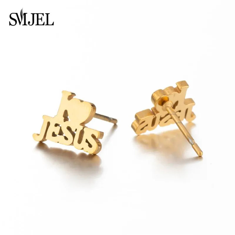 2025 Stainless Steel Jesus Cross Earrings – Men’s Christian Stud Jewelry with Heart Charm - Image 26
