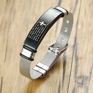 Multilingual Bible Prayer Stainless Steel Bracelet – Christian Jewelry for Men