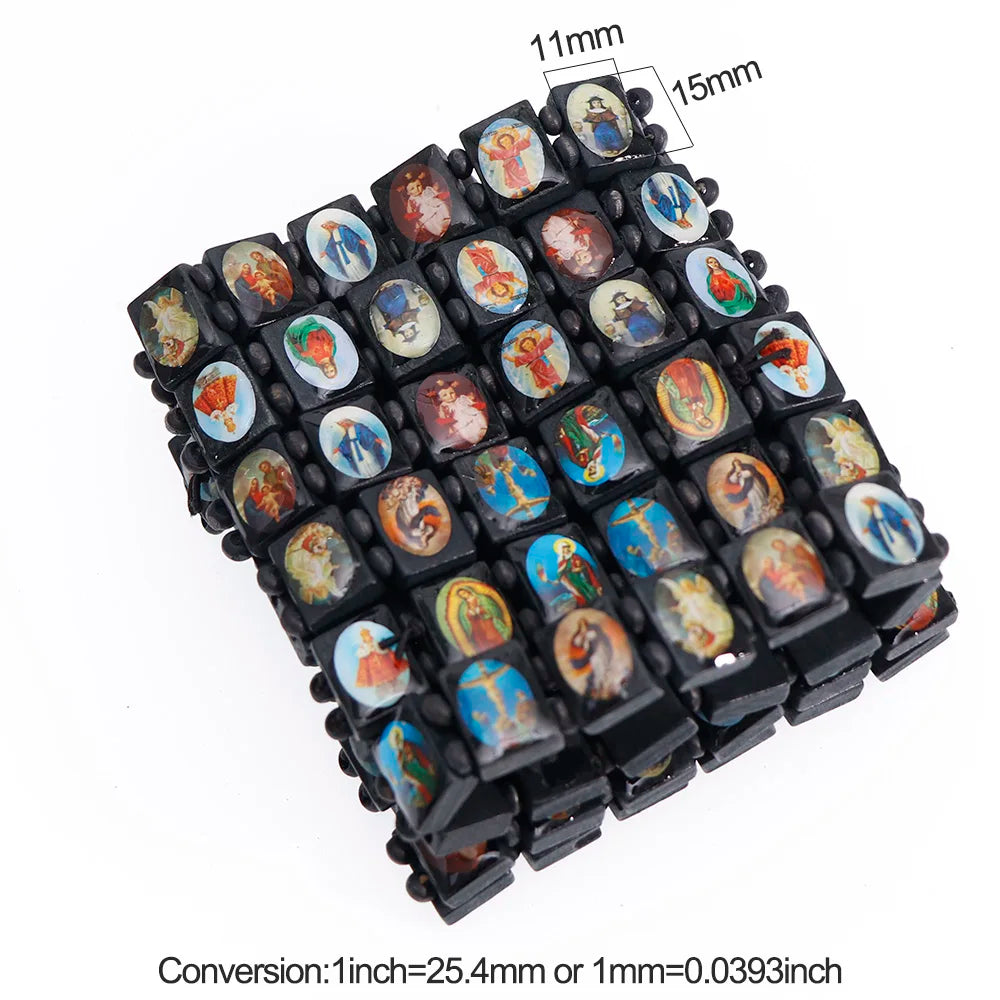 3-Color Saints Wooden Rosary Bracelet – Religious Fashion Jewelry for Women - Image 6