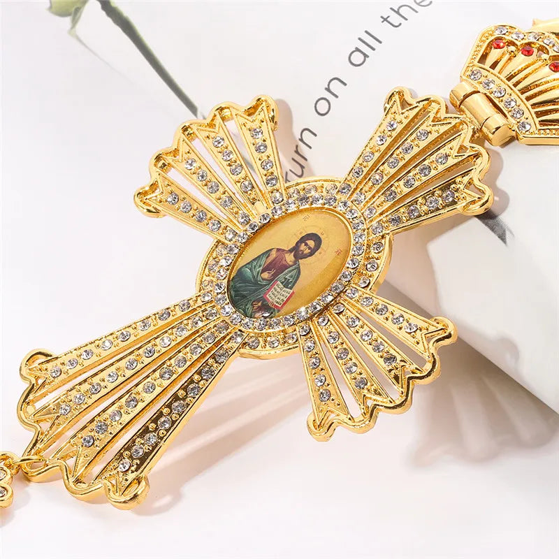 Long Catholic Cross Pendant Necklace – Handmade Jesus Cross Badge Jewelry - Image 2