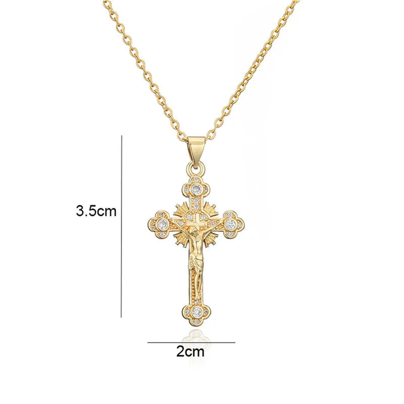 NEWBUY Gold Color Jesus Cross Pendant Necklace – Stainless Steel Christian Jewelry for Men & Women - Image 5