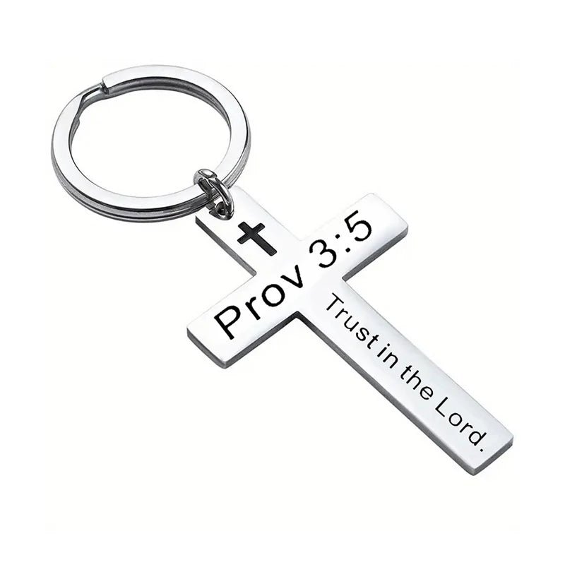 Christian Bible Verse Cross Pendant Keychain – Stainless Steel Religious Gift - Image 10