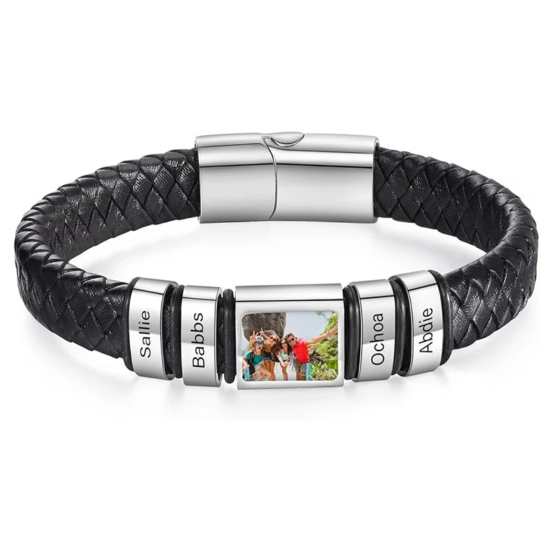 Custom Photo Bracelet – Personalized Leather Name Bracelet for Men, Boys & Husbands - Image 14