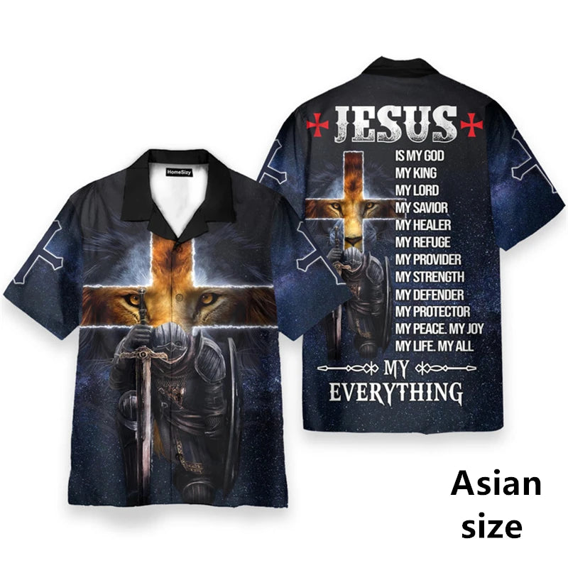 3D Printed God Jesus Pattern Hawaiian Beach Shirt – Casual Aloha Shirt for Men & Unisex Wear - Image 7