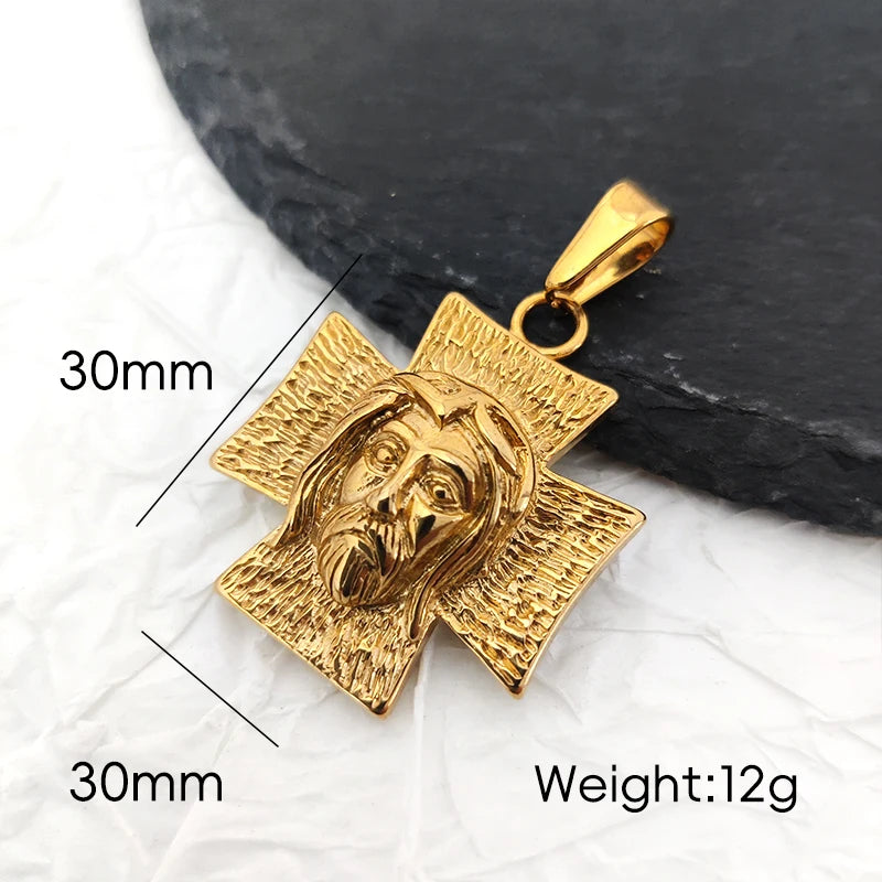 18K Gold Plated Jesus Face Cross Pendant Necklace – Faith-Inspired Religious Jewelry for Men & Women - Image 7