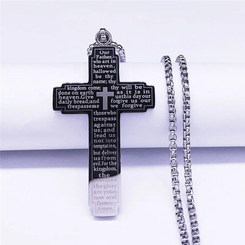 HNSP 316L Stainless Steel Cross Necklace for Men – Jesus Chain Pendant Religious Protection Jewelry - Image 4