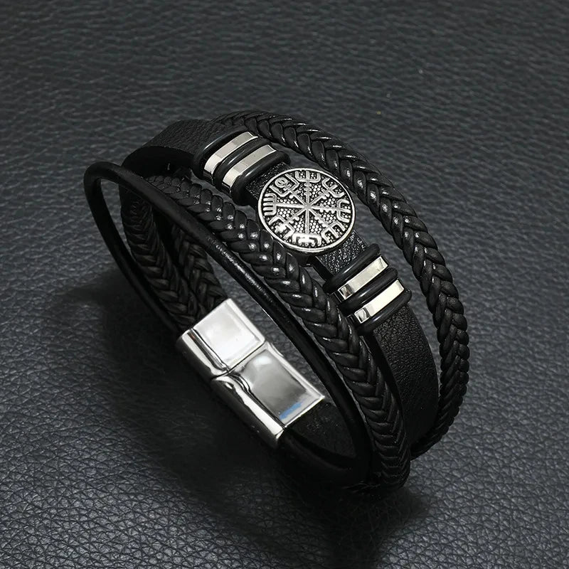 Men’s Musical Symbol Leather Bracelet – Vintage Multi-Layer Wristwear - Image 19