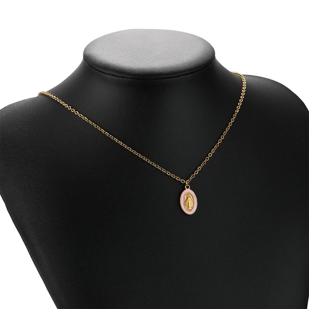 5pcs Stainless Steel Oval Jesus Charms – Religious Pendants for DIY Jewelry & Crafts - Image 6