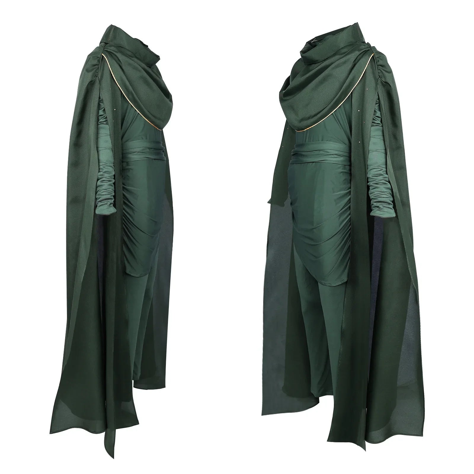 God of Lies Loki Cosplay Costume – Green Top, Pants & Cloak Set for Adults - Image 2