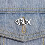Jesus Fish Enamel Pin – Christian Brooch for Hats, Clothes, Backpacks & More