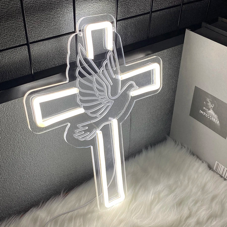 Cross Neon Sign – LED Jesus Neon Light for Wall Decor & Gifts - Image 5