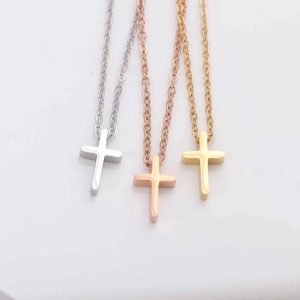 Mirror Polished Stainless Steel Mini Cross Necklace – Christian Jewelry Gift for Women & Girls