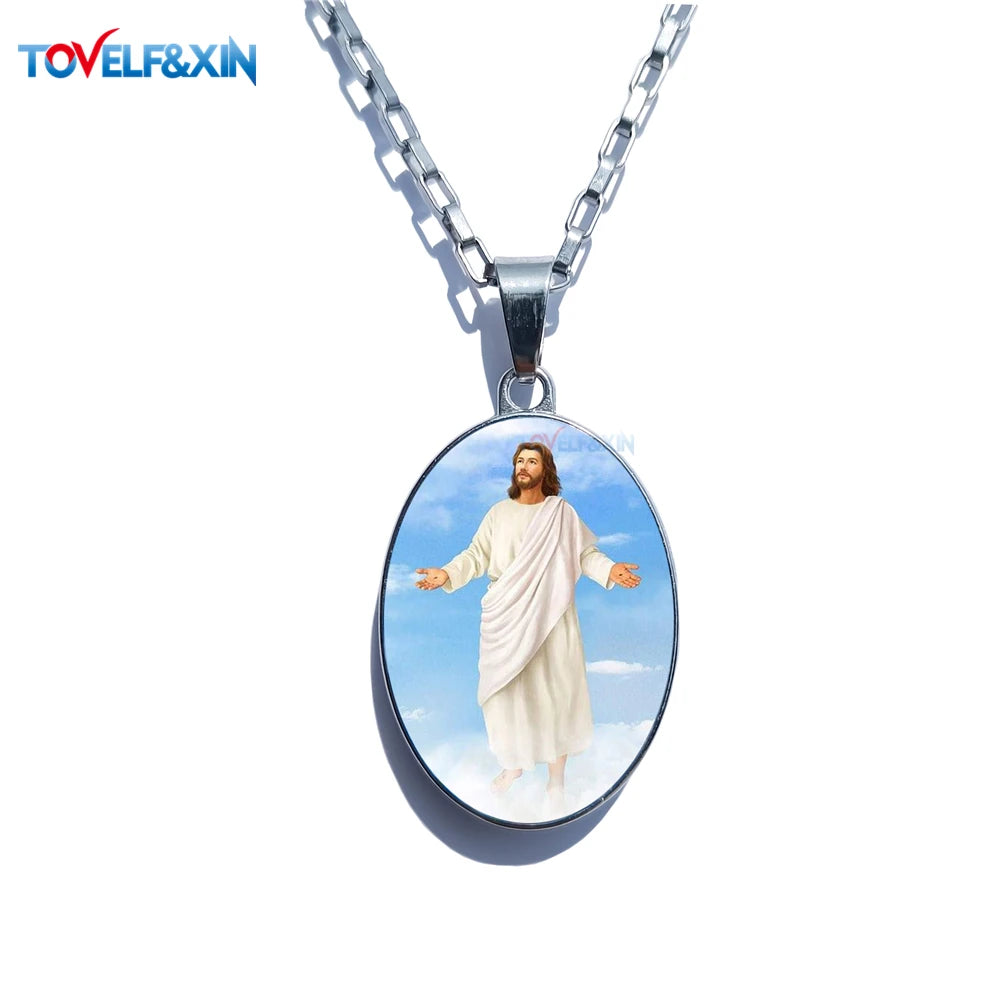 Jesus & Maria Double-Sided Pendant Necklace – Stainless Steel Christian Jewelry Gift - Image 22