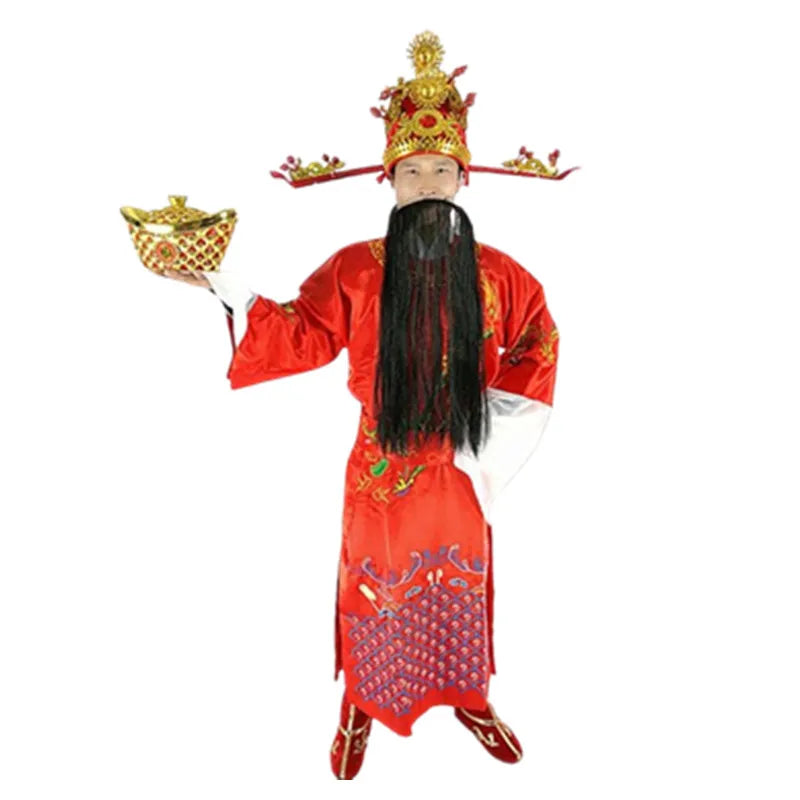 Ancient God of Wealth Costume – Caishen Cosplay Outfit for Men - Image 2