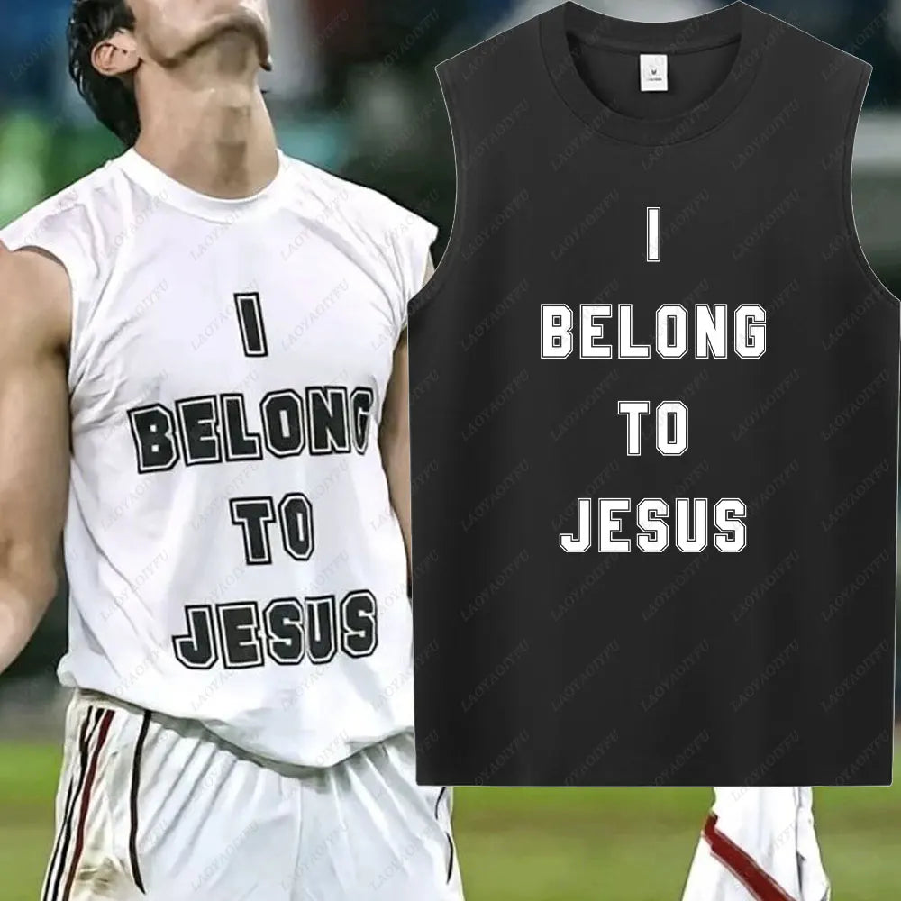 "I Belong to Jesus" Men's Sleeveless Vest – Summer Cotton Christian Tank Top - Image 5