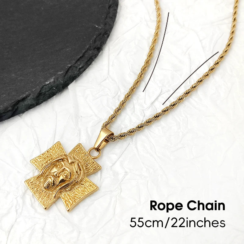 18K Gold Plated Jesus Face Cross Pendant Necklace – Faith-Inspired Religious Jewelry for Men & Women - Image 5