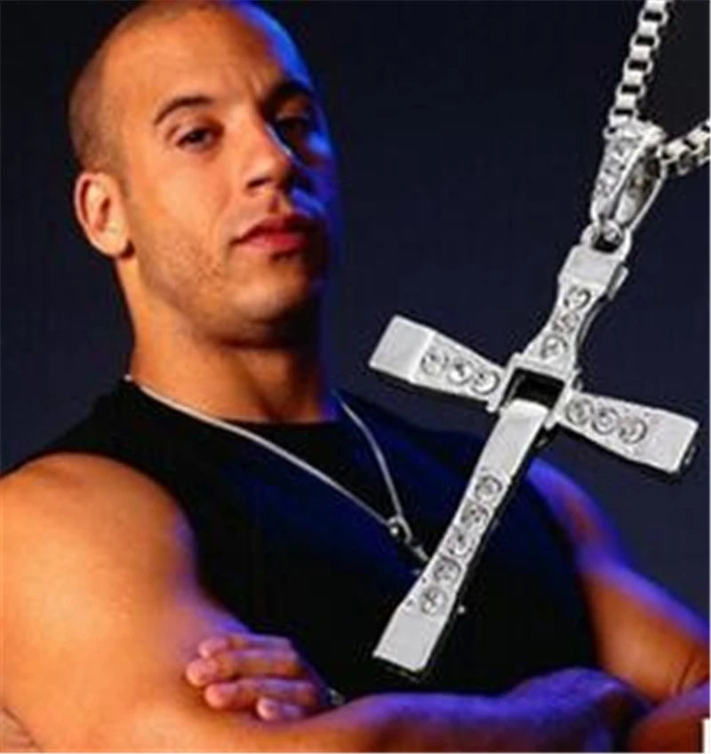 Dominic Toretto “The Fast and The Furious” Vin Diesel Inspired Crystal Jesus Cross Pendant Necklace - Image 4