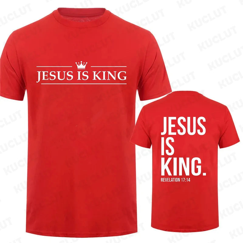 "Jesus Is King" Print T-Shirt – Casual Christian Faith Tee for Men - Image 11