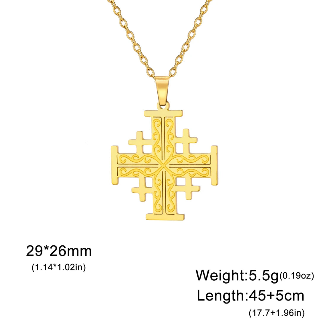 EUEAVAN Crusader Five-Fold Cross Pendant Necklace – Stainless Steel Christian Jewelry - Image 9