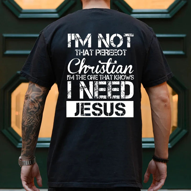 Jesus Christ Back Print T-Shirt – Oversized Christian Streetwear for Men - Image 3
