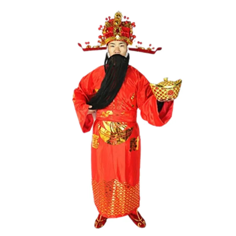 Ancient God of Wealth Costume – Caishen Cosplay Outfit for Men - Image 3