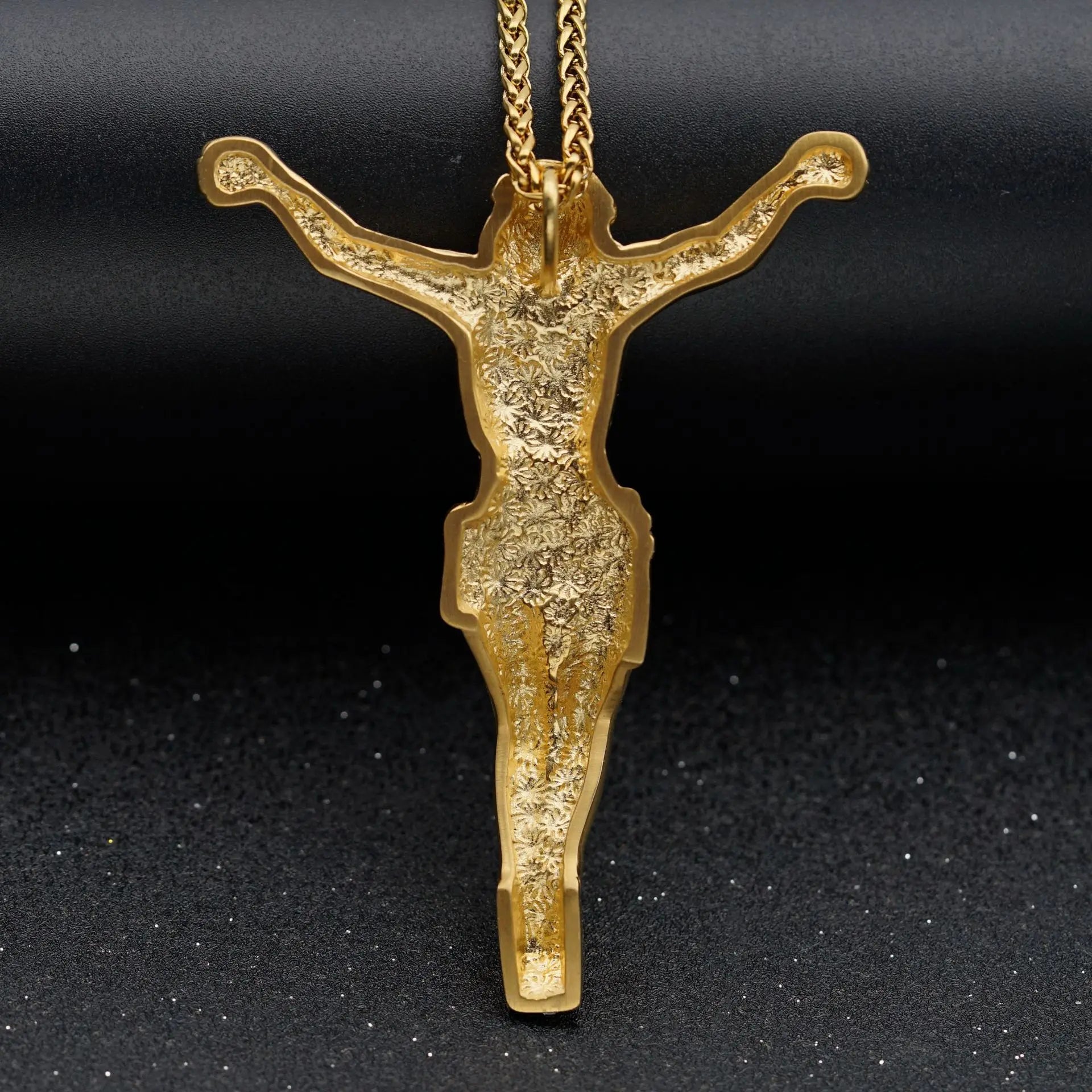 New Religious Jesus Cross Necklace for Men – Fashion Gold Color Pendant with Rhinestones - Image 2