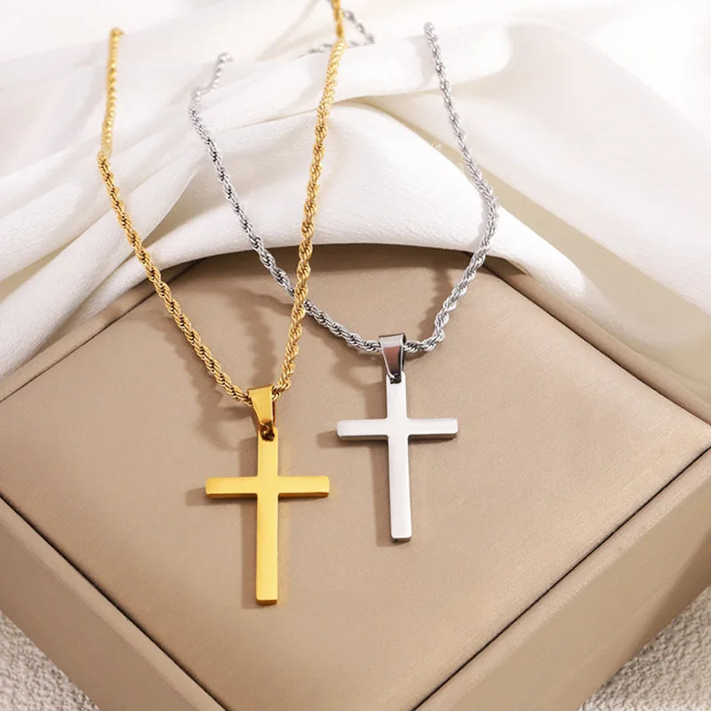 LATS Vintage Stainless Steel Chain Alloy Cross Pendant Necklace – High Quality Wholesale Jewelry - Image 4