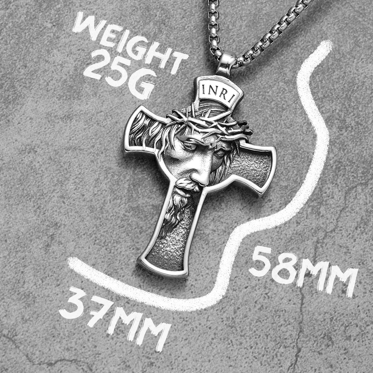 INRI Jesus Cross Religious Amulet Necklace – Stainless Steel Pendant for Men & Women - Image 6