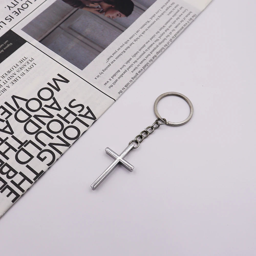 Couple Cross Keychain – Simple Metal Pendant for Bags, Cars & Gifts - Image 5