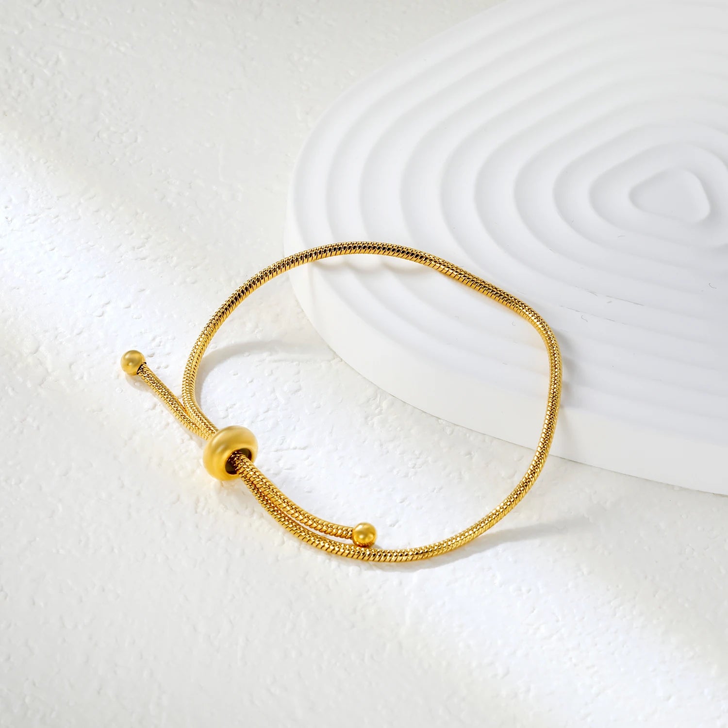 LUXUSTEEL Simple Hollow Circular Buckle Bracelet – Stainless Steel Chain Jewelry for Women & Girls - Image 3