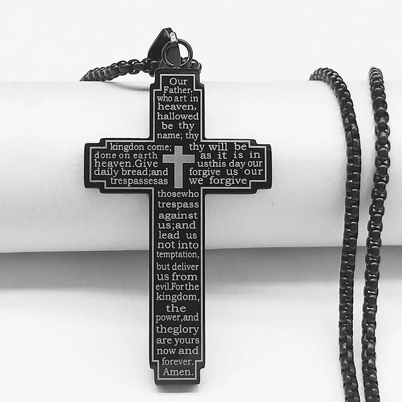 HNSP 316L Stainless Steel Cross Necklace for Men – Jesus Chain Pendant Religious Protection Jewelry - Image 5