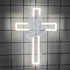 Cross Neon Sign – LED Jesus Neon Light for Wall Decor & Gifts