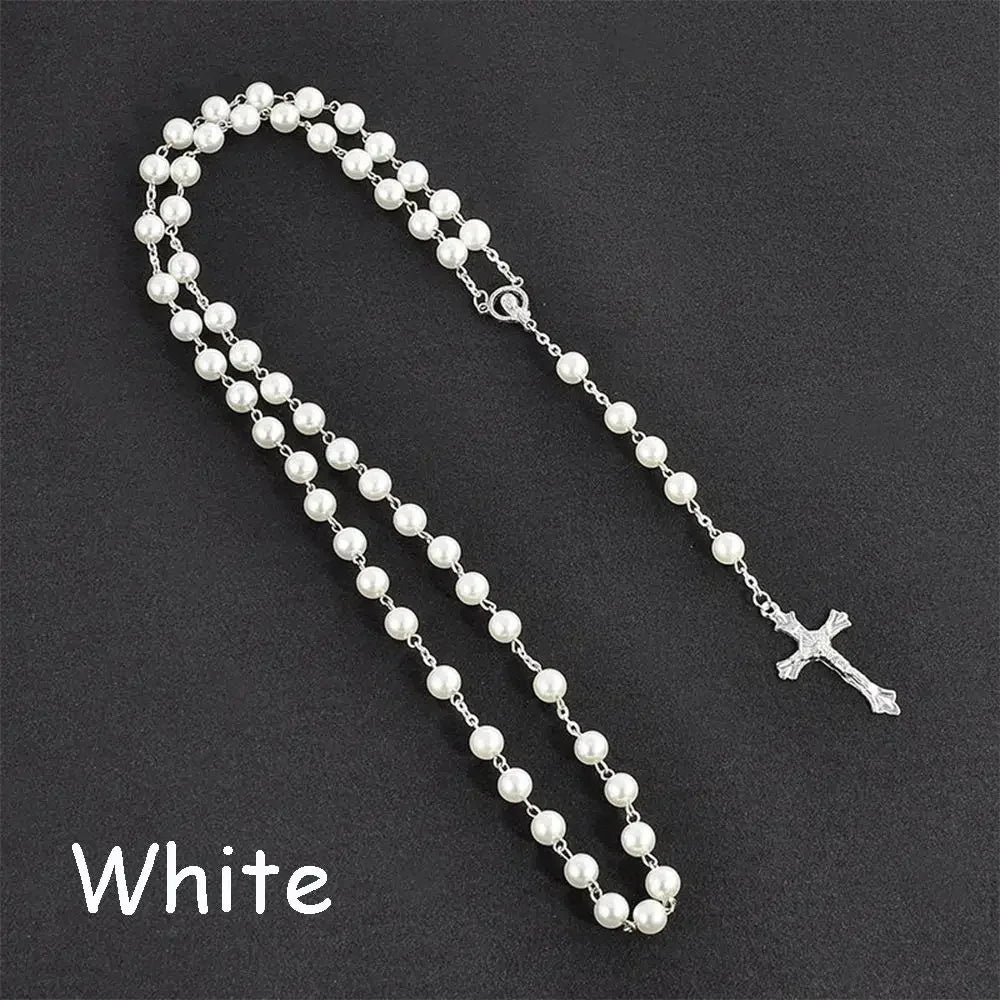 Fashion Vintage Cross Necklace with Rosary Beads - Image 13