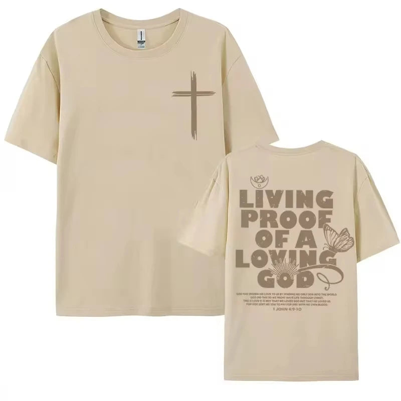 "Living Proof of a Loving God" T-Shirt – Inspirational Christian Oversized Tee for Men & Women - Image 4