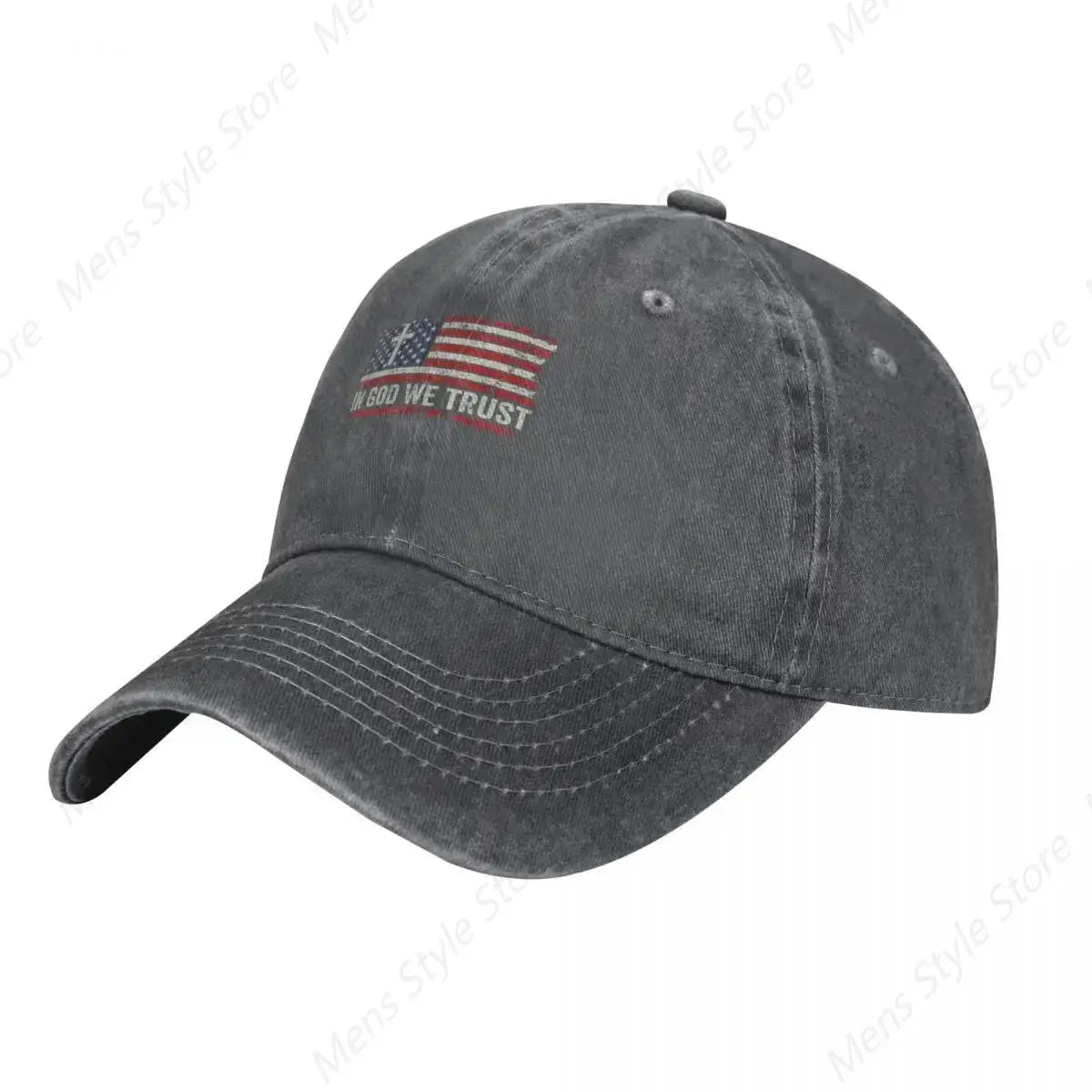 In God We Trust – Vintage USA Flag Cross T-Shirt & Patriotic Hat for Men & Women - Image 9