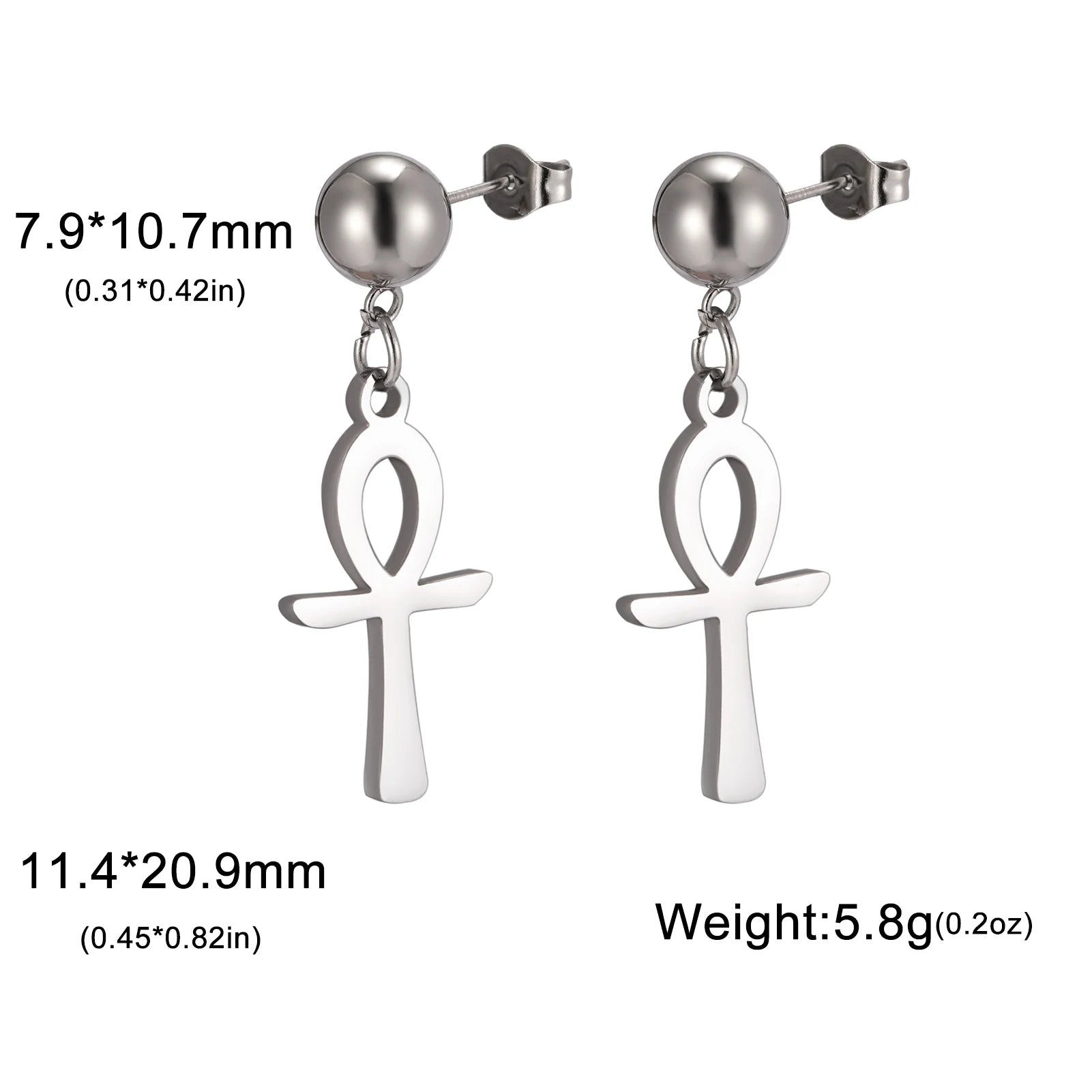 Lucktune Egyptian Ankh Cross Stud Earrings – Symbol of Life Amulet Jewelry for Women - Image 9