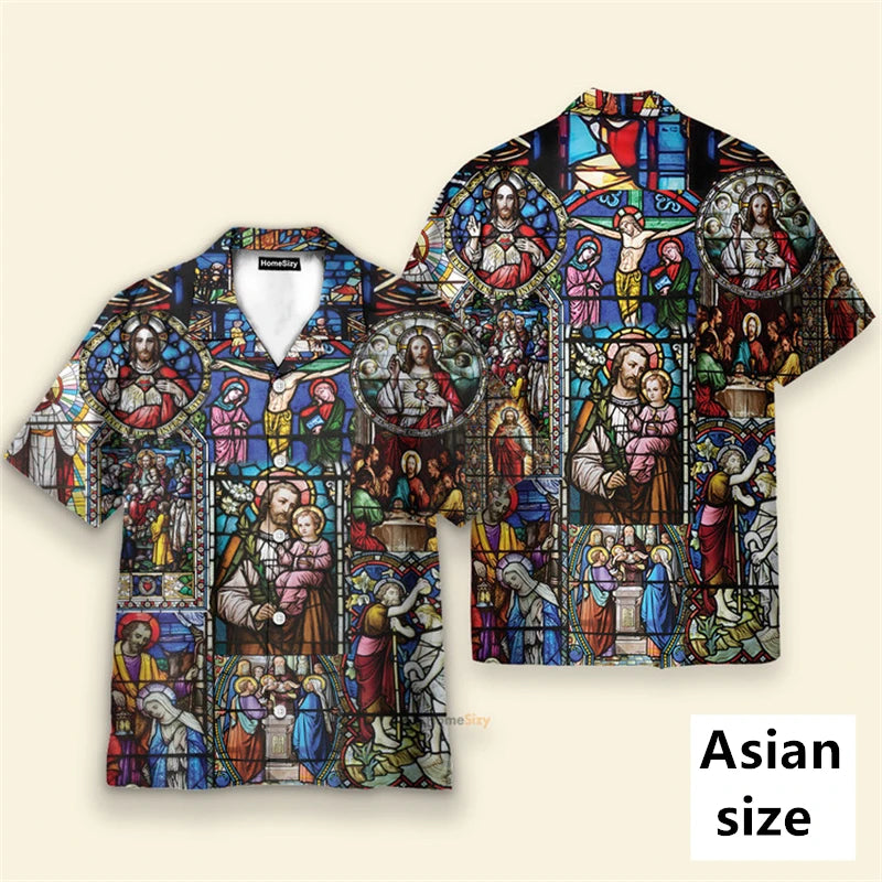 3D Printed God Jesus Hawaiian Shirt – Casual Beach Aloha Shirt for Men & Unisex Wear