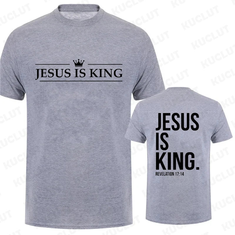 "Jesus Is King" Print T-Shirt – Casual Christian Faith Tee for Men - Image 14